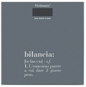 Bilancia pesapersone vetro antracite scritta Victionary