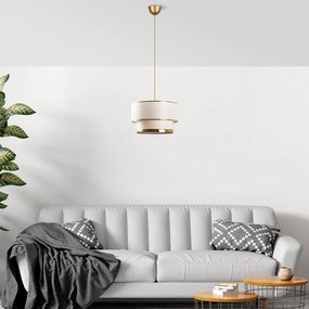 Lampadario color crema/dorato con paralume in tessuto ø 30 cm Cake – Opviq lights