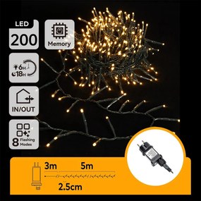 Aigostar - Catena luminosa LED da esterno 200 LED/8 funzioni 8 m IP44 bianco caldo