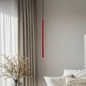 Lampada LED a sospensione Rulo, rossa, Ø 3,2 cm, acciaio, 3000 K Rulo Argon, Rosso, Soggiorno / Sala da pranzo, Metallo