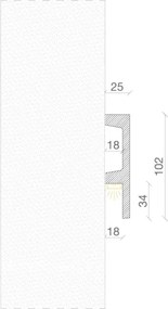 Cornice Pitturabile Squadrata Flessibile XL da Parete per Strisce LED - 2m Variante Lunghezza 2 Metri
