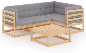 Set divani da giardino 6 pz con cuscini legno massello di pino