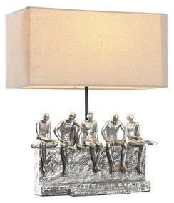 Lampada da tavolo DKD Home Decor 36 x 21,5 x 43 cm Argentato Beige Metallo Resina 220 V 50 W