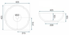 REA-U7504 - Lavabo da appoggio FELICIA Ø 42,5 cm ceramica/motivo floreale