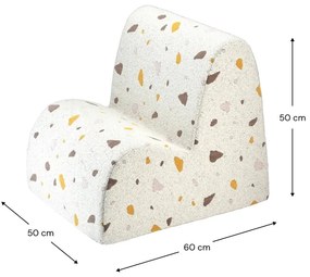 Poltrona per bambini bianca con rivestimento in bouclé e ciniglia Terrazzo Cloud – Wigiwama