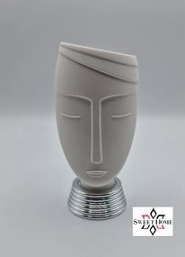 BONGELLI PREZIOSI vaso a forma di viso h 15 bianco e argento