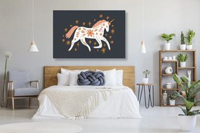 Stampa su tela – Unicorno fiabesco in stile folk