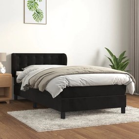 Giroletto A Molle Con Materasso Nero 90x200 Cm İn Velluto /