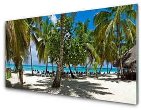 Quadro in vetro Spiaggia Palme Paesaggio 100x50 cm