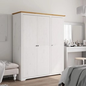 Armadio Bodo 146x53,5x173 Cm Legno Massello Pino Bianco Marrone /