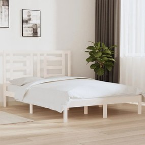 Letto Senza Materasso Bianco 140x190 Cm Legno Massello Di Pino /