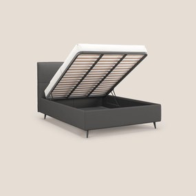 Greta letto contenitore dimensioni SLIM con testata trapuntata in ecopelle impermeabile T04 antracite