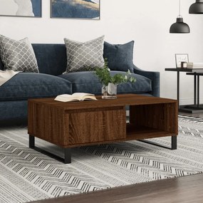 Tavolino da salotto rovere marrone 90x60x35cm legno multistrato