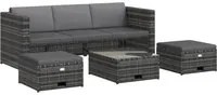 Set Divani da Giardino 4 pz con Cuscini in Polyrattan Grigio cod mxl 41257