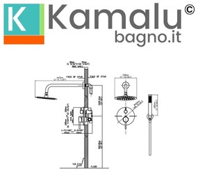 Kamalu - Set doccia con soffione tondo, doccetta e miscelatore | KAM-ARTE C5000