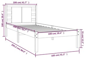 Giroletto Grigio in Legno Massello di Pino 100x200 cm