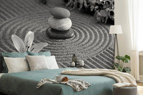 Carta da parati autoadesiva – Giardino Zen in bianco e nero