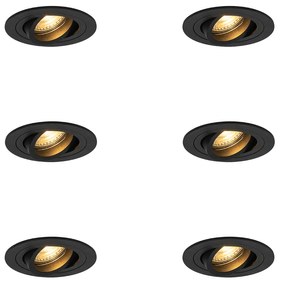 Set di 6 Faretti da Incasso Moderni Neri - Rondoo