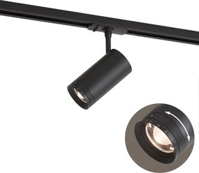 Faretto nero moderno per sistema a binario monofase con LED orientabile e inclinabile - Iconic Zoom