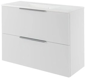 Mobile da bagno sospeso sotto lavabo L 90 x H 64 x P 35 cm bianco laccato, 2 cassetti SENSEA Neo