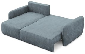 Divano angolare blu polveroso allungabile/con contenitore (con penisola a sinistra/con chaise lounge) con rivestimento in ciniglia Lilo – Makamii