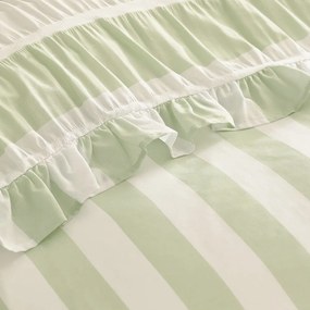 Set copripiumino e federa verde per letto matrimoniale 3 pezzi 200x200 cm Seersucker Frill Stripe – Catherine Lansfield