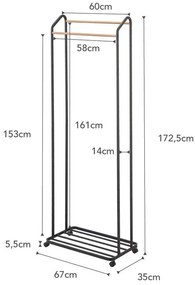 Appendiabiti nero in metallo con ruote Tower - YAMAZAKI