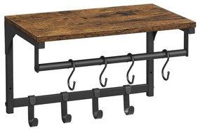 Appendiabiti da parete con ripiano NATE marrone/nero