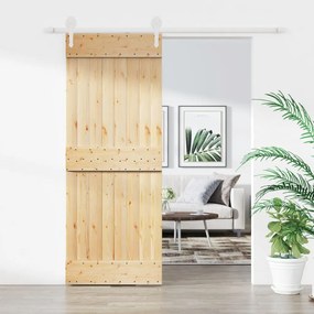 Porta Scorrevole Con Set Hardware 80x210 Cm Legno Massello Pino /