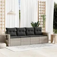 Set Divano da Giardino 4pz con Cuscini Grigio Chiaro Polyrattan 3252219