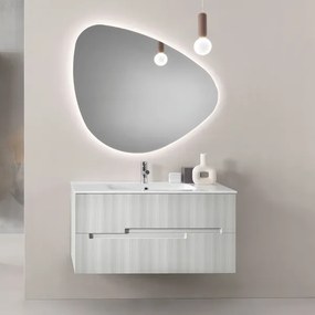 Mobile sospeso bagno 80 cm a 2 cassetti RIGHE Grigio Perla