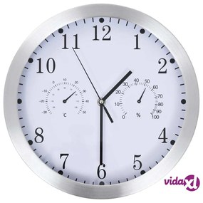 vidaXL Orologio da Parete al Quarzo Igrometro Termometro 30 cm Bianco