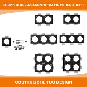 Portafaretto da Incasso AR111 Quadrato Orientabile 148x148mm - Nero