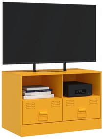 Mobili tv 2 pz giallo senape 67x39x44 cm in acciaio