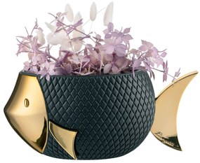 Bongelli preziosi Vaso basso a forma di pesce dal design moderno d. 28 cm NERO ORO