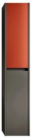 Colonna per mobile bagno Niwa 2 ante P 27 x L 30 x H 160 cm laccato opaco grigio carbone con vetro paprika cannettato