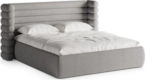 Letto matrimoniale imbottito grigio con contenitore con rete inclusa 180x200 cm Mount – Micadoni