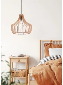 Lampada a sospensione marrone chiaro in legno e metallo Legno, altezza 150 cm - Trio