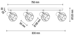 Spot-Light 26114404 - Faretto da binario PHIPHI 4xE27/60W/230V quercia
