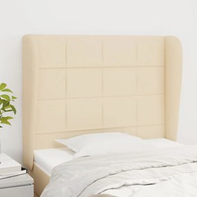 Testiera Ad Orecchio Crema 83x23x118/128 Cm İn Tessuto /