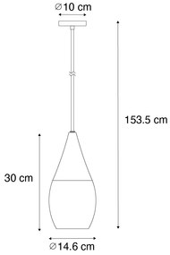 Lampada a sospensione moderna nera con vetro opale - Drop