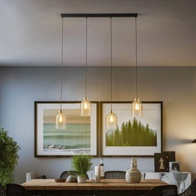 TK Lighting Lampada a sospensione in vetro Sapito, 4 luci, ambra