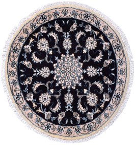 Nain Tappeto 90x90 Blu (Iran) Annodato A Mano