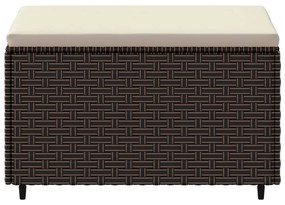 Poggiapiedi da giardino con cuscino in polyrattan marrone
