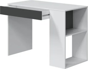 Scrivania Con Cassetto Moderna 101x50x73 Reversibile Con Ripiani Laterali Bianca