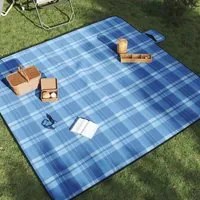 Tovaglia da Picnic Pieghevole A Quadri Blu 200x200 cm Velluto 4004208