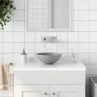 Lavandino da Bagno in Ceramica Grigio Chiaro Rotondo 146982