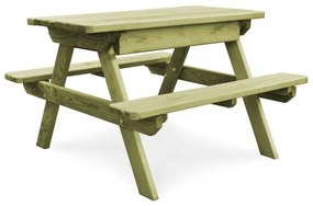 Tavolo Da Picnic Per Bambini Con Panche 90x90x58 Cm İn Pino /