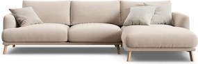 Divano angolare beige (con penisola a destra/con chaise lounge) con rivestimento in velluto Naomi – Micadoni