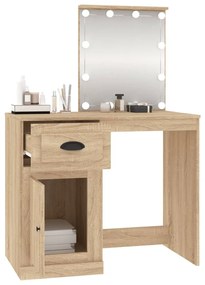 Toeletta con led rovere sonoma 90x50x132,5cm legno multistrato